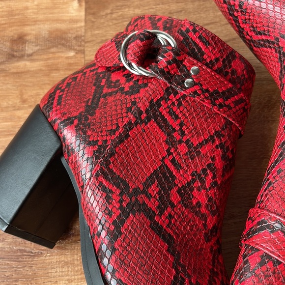 Red Snakeskin Booties - Picture 3 of 4